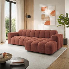 Masseno Narożnik SETIA Prawostronny L-Kształtny, Nowoczesna Sofa narożna, Tkanina Strukturalna - Ceglasty, ARAGON 59