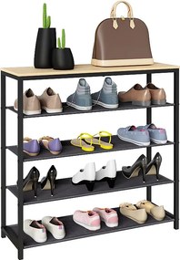 Metalowa drewniana półka na buty 4 przedziały Taliro