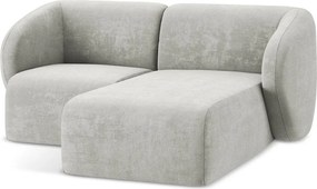 Jasnoszary narożnik z tkaniny szenilowej (prawostronny/z szezlongiem) Lani – Makamii