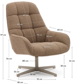 Brązowy obrotowy fotel Jaspe – Kave Home