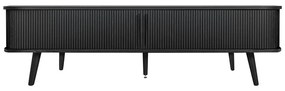 Czarna szafka pod TV w dekorze dębu 178x50x40 cm Rove – Woodman
