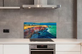 Szklany Panel Skały nad Brzegiem Morza