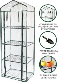 Mini szklarnia 4-poziomowa z plastikową osłoną