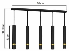 Lampa wisząca JOKER BLACK/GOLD 5xGU10 5 kloszy czarny, złoty