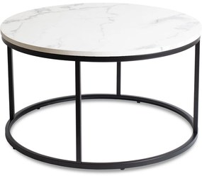 Stolik Kawowy CONNY MAX 80 cm Biały Marmur/Czarny Nowoczesny Glamour