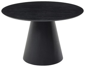 Stół do jadalni okrągły dla 4 osób z okleiną jesionową - Czarny - ANTALIZA