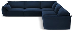 Ciemnoniebieski aksamitny narożnik Vanda – Mazzini Sofas