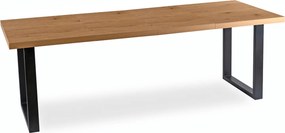 Rozkładany stół industrialny na płozach Tomas 130-230 cm, dąb złoty/czarny