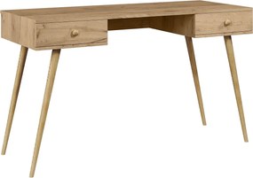 Minimalistyczne biurko z szufladami dąb craft złoty R7-F16