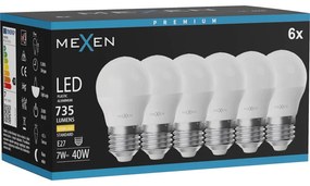 Mexen Nova 6x żarówka LED E27, G45, 7W, Ciepła - 3000K, 735 lm - L101-E27-0730-01x06