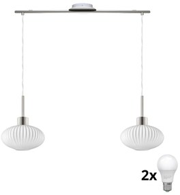 Żyrandol LED na przewodzie HARMA 2xE27/60W/230V matowy chrom/biały
