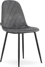 PROMOCJA Ciemnoszare aksamitowe krzesło ASTI z czarnymi nogami II. jakość