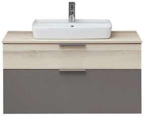 Szara/w naturalnym kolorze wisząca szafka bez umywalki w dekorze sosny 53x101 cm Quickset 394 – Pelipal
