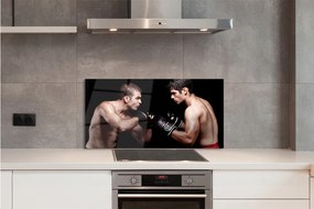 Szklany Panel Ludzie rękawice walka