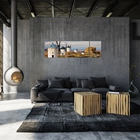 Obraz - Wiatraki Consuegra, Hiszpania (170x50 cm)
