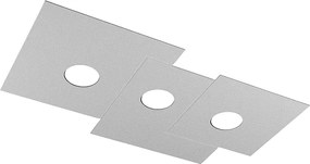 Lampa sufitowa prostokątna Toplight 3-punktowa Plate z oprawką GX53, struktura szara, nowoczesny design 65x37x3cm