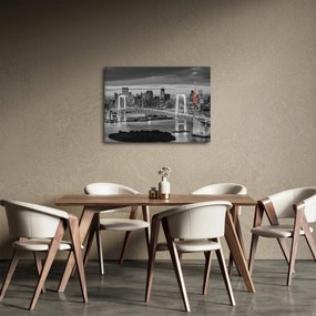Obraz - Duże miasto z czerwoną wieżą (70x50 cm)