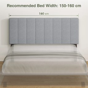 HOMCOM Zagłówek 3-stopniowo regulowany zagłówek łóżka z metalowymi nóżkami wygląd lnu do sypialni 160x10x106/116/126 cm Szary | Aosom PL