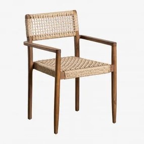 Krzesło Ogrodowe Z Podłokietnikami Z Drewna Tekowego I Plecionej Liny Orebro Drewno Tekowe - Sklum