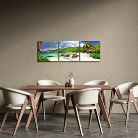 Obraz - Takamaka, Seszele (z zegarem) (90x30 cm)
