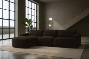 Narożnik w kształcie L zaokrąglony Cursal, tkanina Poso, Brązowy, Lewy