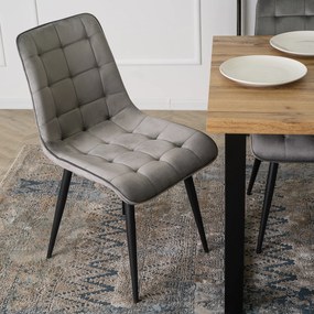Krzesło Tapicerowane GOMEZ Szare Welurowe Nowoczesne Loft