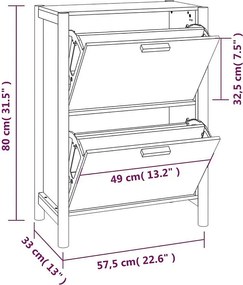 Szafka na buty VidaXL z drewna inżynieryjnego 57,5x33x80 cm Naturalna