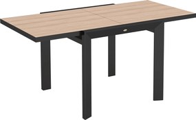 Outsunny Rozkładany Stół Ogrodowy z Aluminium 80/160x80 cm, Odporny na Warunki Atmosferyczne, na Balkon dla 6 Osób, Naturalne Drewno