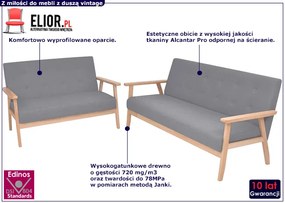 Jasnoszary komplet wypoczynkowy w stylu vintage W0-W18