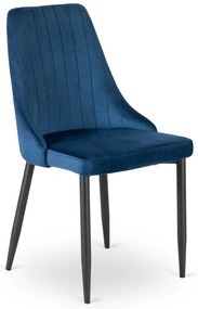 Zestaw Stół Okrągły Rozkładany HARRY 102-142 cm Dąb Artisan/Czarny i 4 Krzesła Tapicerowane BARI Granatowe Nowoczesne