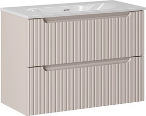 Szafka łazienkowa 2 szuflady Nova 80 cm z umywalką wpuszczaną, kaszmir mat