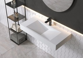 Umywalka ścienna PB2049 z odlewu mineralnegoBiały mat - 90 x 45 x 12 cm