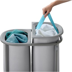 Jasnoszary tekstylny kosz na pranie 2x40 l Duo – Joseph Joseph