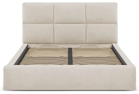 Beżowe tapicerowane łóżko dwuosobowe ze schowkiem ze stelażem 160x200 cm Libera – Windsor &amp; Co Sofas
