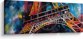 Obraz - Obraz wieży Eiffla II. (z zegarem) (90x30 cm)