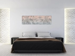 Obraz - Tropikalne rośliny na ścianie (170x50 cm)