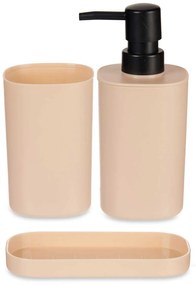 Dozownik do mydła w płynie z kubkiem na szczoteczki i podstawką, plastikowy, 3 elementy