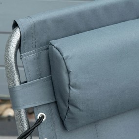 Outsunny Leżanka Ogrodowa Składana z Poduszką, Regulowane Oparcie w 5 Pozycjach, Tkanina Oxford, 188 x 57 x 30 cm, Szara