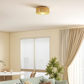HOMCOM Lampa sufitowa, wisząca lampa boho z oprawką G9 LED, abażur ze sznurka konopnego okrągły