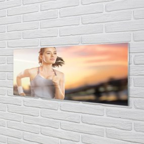 Szkło do Kuchni na Ścianę Kobieta na tle Nieba