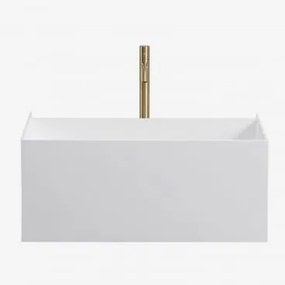 Zestaw Wiszących Mebli Łazienkowych Z Żywicy Zintegrowany Z Umywalką I Oświetleniem Led Nerine - Sklum