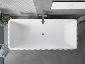 Mexen Tava wanna wolnostojąca ryflowana 170 x 75 cm, biała, przelew chrom - 52851707500-01