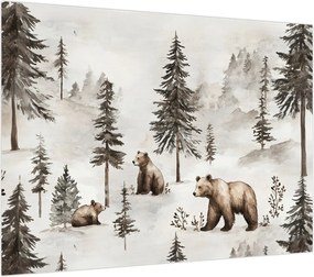 Obraz na szkle - Las z niedźwiedziami (70x50 cm)