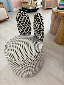 Stylowy fotel uszak, tkanina w kolorze czarno-białym, 39 x 58 x 39 cm | 100% poliester, piankowe wypełnienie, plastikowe nogi | Idealny do salonów