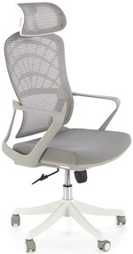 Popielaty fotel obrotowy z regulowanym zagłówkiem D5-F63