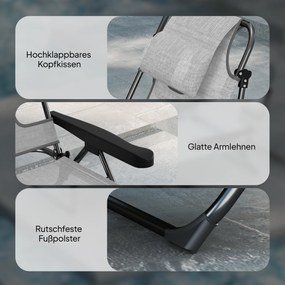 Outsunny Leżak słoneczny Ogrodowe Leżanki Relaksacyjne, składany, odporny na warunki atmosferyczne, 194 cm x 72 cm x 89 cm, Czarny + Ciemnoszary