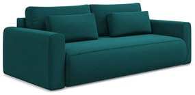 Turkusowa aksamitna rozkładana/ze schowkiem sofa 238 cm Kapua – Makamii