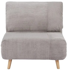 Rozkładany fotel welurowy prążkowany PALULA - jasnoszary