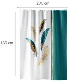 Zasłona prysznicowa ze złotym zdobieniem, PLUMISS, 180 x 200 cm