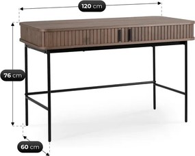 Biurko Rozsuwane TRISH 120 cm Orzech Ryflowane Nowoczesne Loft